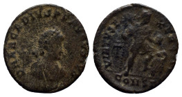 Arcadius. A.D. 383-408. AE (22mm, 4.0 g). Constantinople mint. D N ARCADIVS P F AVGVSTVS, diademed, draped and cuirassed bust of Arcadius right / VIRT...