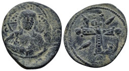 Anonymous. Time of Nicephorus III Botaniates (1078-1081 AD). AE, Follis. (24mm, 4.3 g) (Possibly a variation of Class I) Bust of Christ facing, nimbat...
