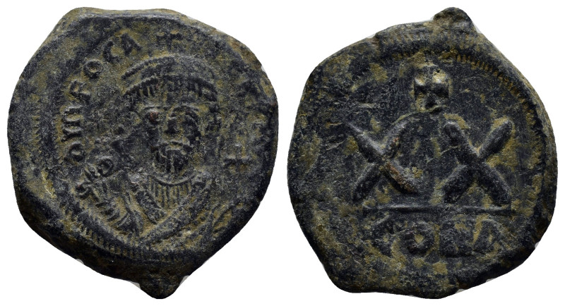 PHOCAS (602-610) AE Half Follis. (23mm, 7.7 g) Constantinople. Obv: D N FOCAS PE...