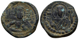Romanus IV. 1068-1071. Æ follis (anonymous). (25mm, 9.4 g). Bust of Christ Pantokrator facing; IC XC / Facing bust of the Theotokos (Virgin Mary), ora...