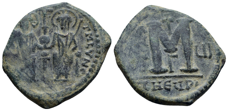 Justin II (565-578) and Sophia Æ follis (30mm, 13.9 g) Antioch , dated RY6 = 570...