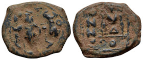 Heraclius (610-641). Æ 40 Nummi (27mm, 6.9 g). Constantinople, year ?. Heraclius, holding long cross, and Heraclius Constantine, holding globus crucig...