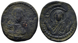 Romanus IV. 1068-1071. Æ follis (anonymous). (28mm, 7.6 g). Bust of Christ Pantokrator facing; IC XC / Facing bust of the Theotokos (Virgin Mary), ora...