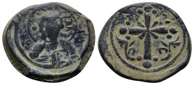Anonymous, time of Nicephorus III (1078-1081). Æ 40 Nummi (23mm, 9.5 g). Constantinople. Bust of Christ Pantokrator facing, raising hand in benedictio...