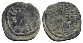 Seljuks. Rum. Rukn al-Din Sulayman bin Qilich Arslan. Ae Fals (22mm, 2.3 g). Warrior, head facing and holding sword, on horse rearing right; star to l...