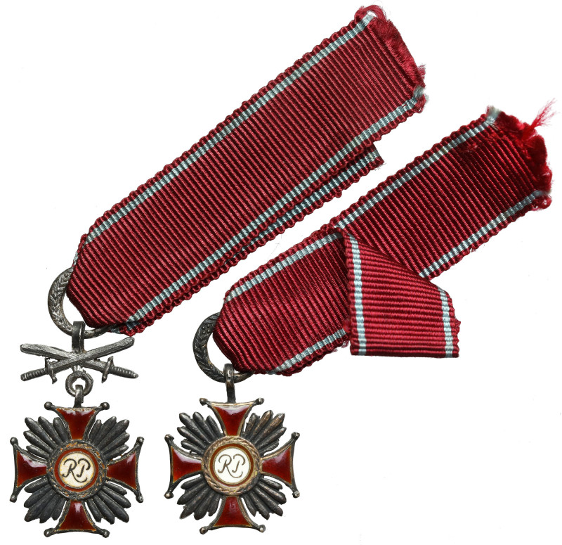 PSZnZ, Srebrny Krzyż Zasługi - miniatury Spink&Son, zestaw (2szt) Wykonane na za...