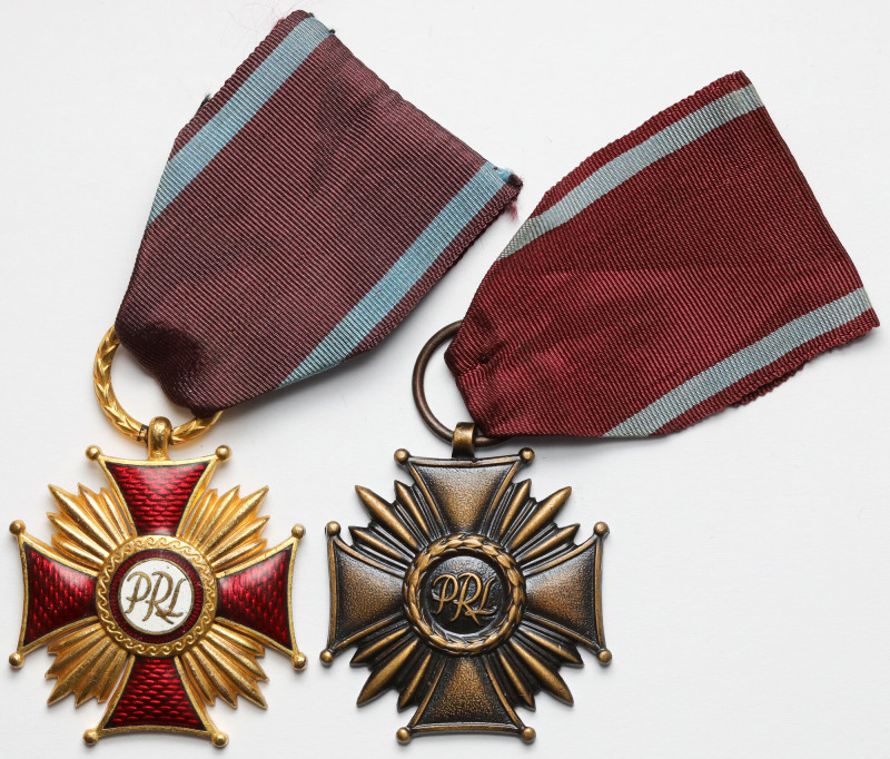 PRL, Złoty i Brązowy Krzyż Zasługi - monogram PRL, zestaw (2szt)