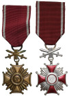 PRL / III RP, Srebrny i Brązowy Krzyż Zasługi z Mieczami - monogram RP, zestaw (2szt)