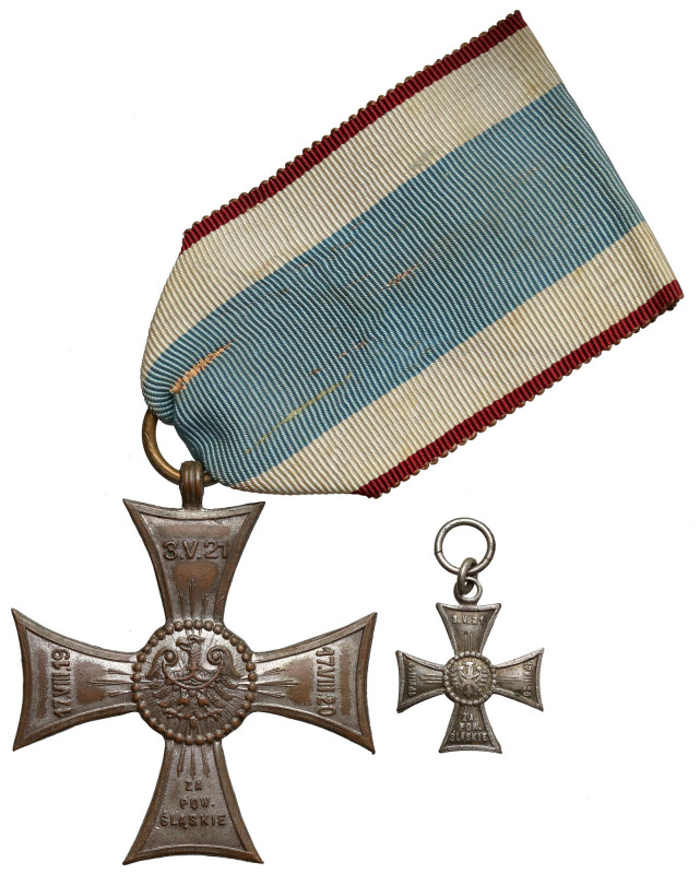 II RP, Odznaka pamiątkowa 'Krzyż na śląskiej wstędze waleczności i zasługi' + mi...