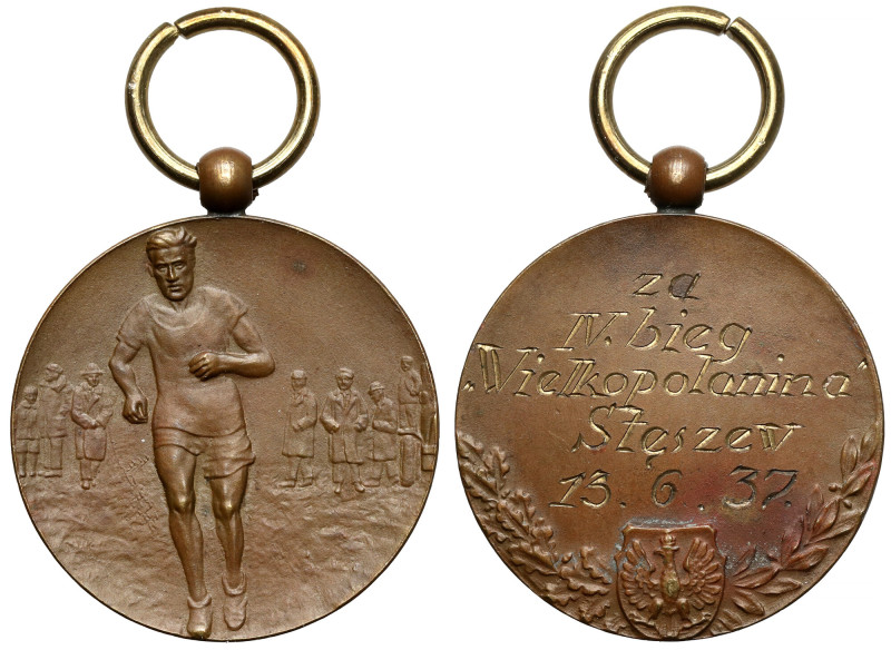 Medal nagrodowy, Za IV. Bieg Wielkopolanina, Stęszew 13.6.1937 Brąz, średnica 30...