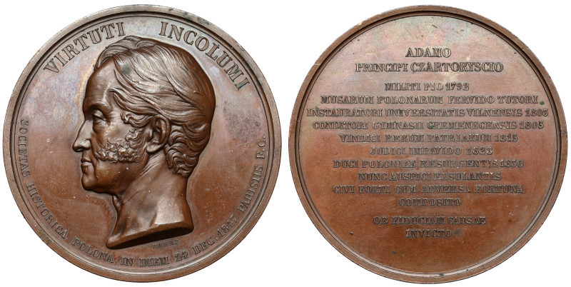 Medal, Adam Jerzy Czartoryski 1847 Medal autorstwa Barre’a, zlecony przez Polski...