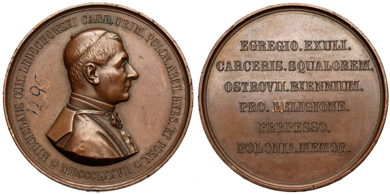 Medal, Kardynał Mieczysław Ledóchowski 1877 Medal upamiętniający kardynała Ledóc...