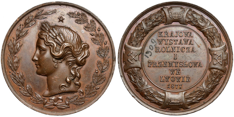 Medal, Krajowa Wystawa Rolnicza i Przemysłowa we Lwowie 1877 Ładny egzemplarz. ...