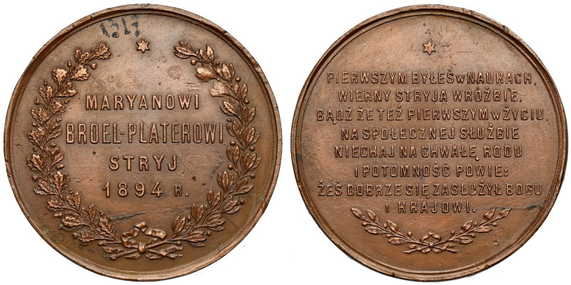 Medal, Maryan Broel-Plater 1894 - rzadki Rzadki medal, pierwszy raz w naszej ofe...