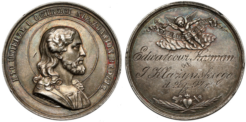 Medal Na Pamiątkę Chrztu 1894, Majnert - srebro Drapany, ale bardzo ładny jak na...