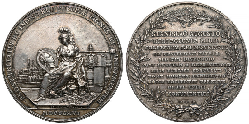 Poniatowski, Medal upamiętniający reformę monetarną 1766 - stary odlew Dawny odl...