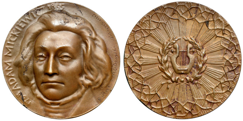 Medal, Adam Mickiewicz 1913 (Madeyski) Rzadki medal autorstwa A. Madeyskiego. We...