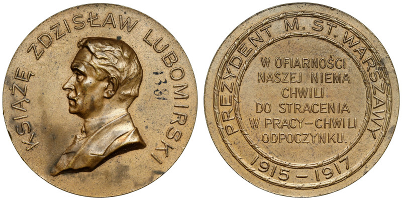 Medal, Książę Zdzisław Lubomirski 1917 Rzadki medal w bardzo ładnym stanie. 
 N...