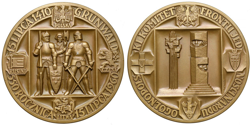 Medal, 550. rocznica Bitwy pod Grunwaldem 1960 Brąz, średnica 80 mm, waga 158 g....