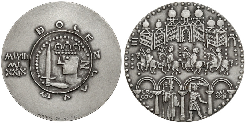 Medal SREBRO, seria królewska - Bolesław II Śmiały Srebro 0.998, punca na obrzeż...