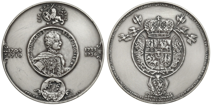 Medal SREBRO, seria królewska - Stanisław Leszczyński Srebro 0.925, punca na obr...