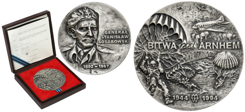 Medal SREBRO, gen. Stanisław Sosabowski Medal w pudełku, wraz z certyfikatem, nu...