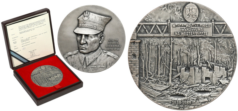 Medal SREBRO, mjr. Henryk Sucharski Medal w pudełku, wraz z certyfikatem, numero...