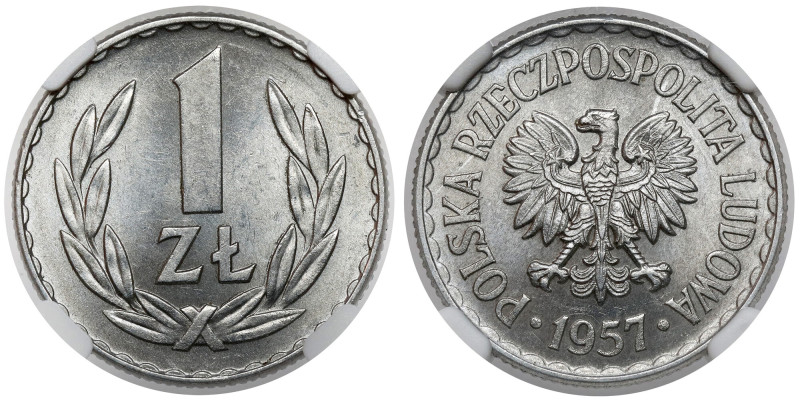 1 złoty 1957 - rzadka w takim stanie Najtrudniejsza do zdobycia w menniczym stan...