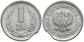 Destrukt 1 złoty 1957 - koncówka blachy