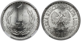 1 złoty 1982 - cienka data - z zadziorem