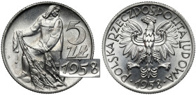 Rybak 5 złotych 1958 - wąska ósemka