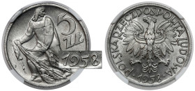 Rybak 5 złotych 1958 - wąska ósemka - skrętka