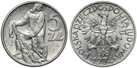Rybak 5 złotych 1974 - słoneczko