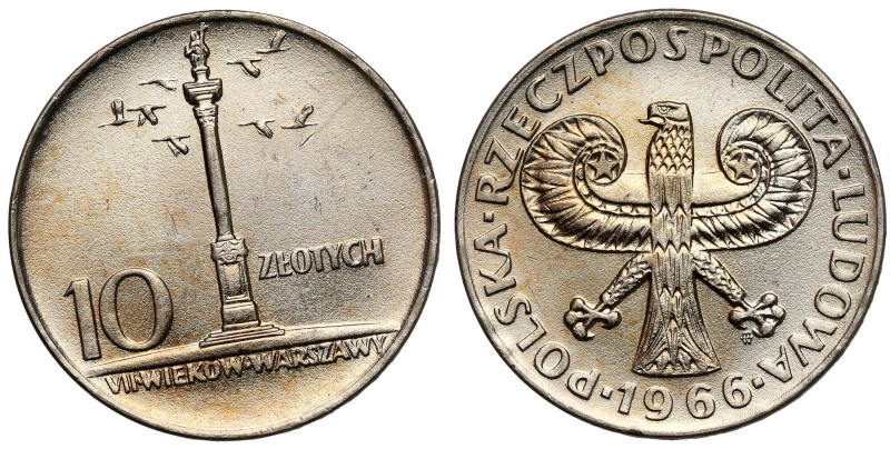 10 złotych 1966 mała Kolumna - mała skrętka Typowa dla tego typ, lekko porowata ...