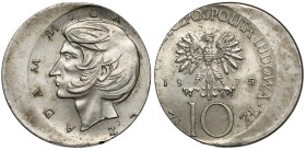Destrukt 10 złotych 1975 Mickiewicz - przesunięcie stempla