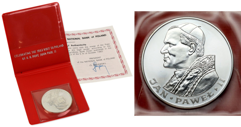 200 złotych 1982 Jan Paweł II - stempel zwykły - z etui Moneta w komplecie z ory...