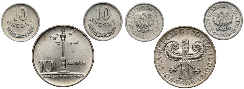 10 groszy i Mała Kolumna 1962-1966 (3szt) 
Grade: 2 do 1+/AU