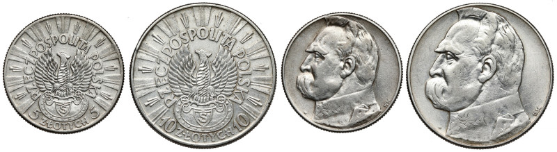 Strzelecki, Piłsudski 5-10 złotych 1934, zestaw (2szt) 
Grade: VF/VF+