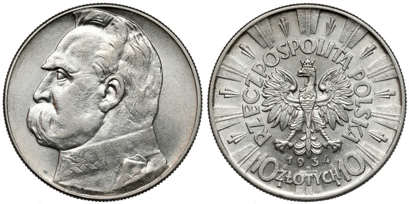 Piłsudski 10 złotych 1934 - urzędowy Reference: Chałupski 2.32.1.a (R), Parchimo...