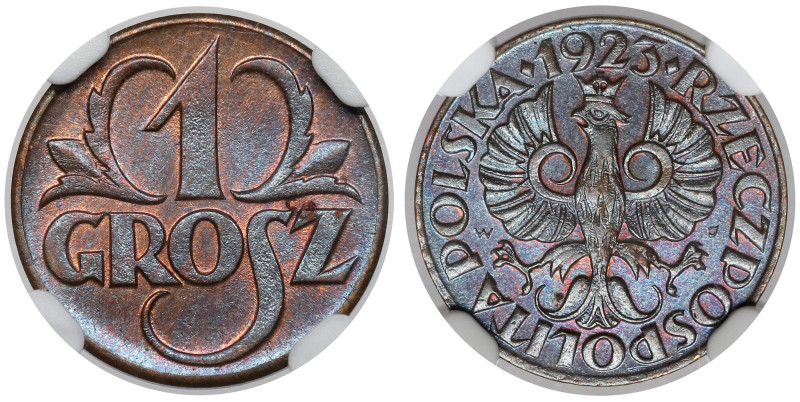 1 grosz 1923 Reference: Chałupski 2.1.1.a, Parchimowicz 101.a
Grade: NGC MS64 B...