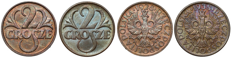 2 grosze 1928-1938, zestaw (2szt) 
Grade: XF+