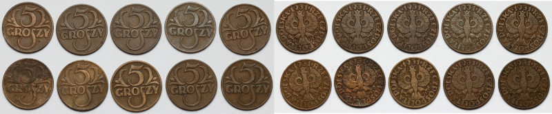 5 groszy 1931 (10szt) 
Grade: +/VF-