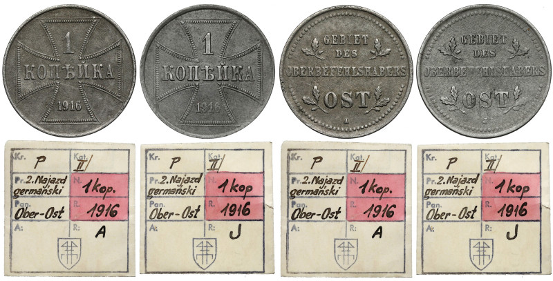 Ober-Ost. 1 kopiejka 1916 A i J - ex. Kałkowski, zestaw (2szt) 
Grade: VF+