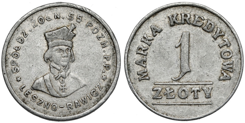 Leszno-Rawicz, 55. Poznański Pułk Piechoty - 1 złoty Aluminium, średnica 23,5 mm...