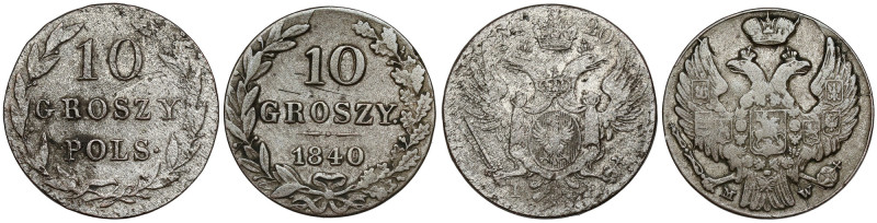 10 groszy 1820 IB i 1840 MW, zestaw (2szt) W zestawie wart uwagi rzadki rocznik ...