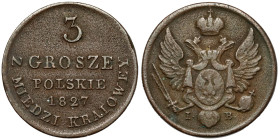 3 grosze 1827 IB z MIEDZI KRAIOWEY