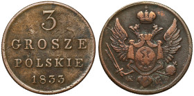 3 grosze polskie 1833 KG - rzadki rocznik