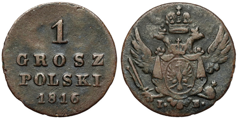 1 grosz polski 1816 IB Jeden z pierwszych groszy Królestwa Polskiego. Reference:...