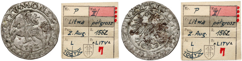 Zygmunt II August, Półgrosz Wilno 1562 - TOPÓR - ex. Kałkowski Rzadki półgrosz z...