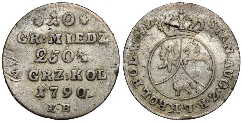 Poniatowski, 10 groszy 1790 EB Odmiana bez kropki po dacie. Reference: Parchimow...